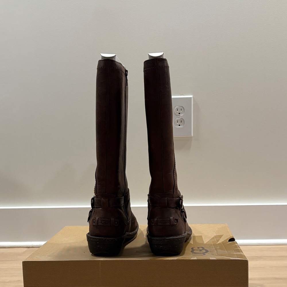 UGG Chocolate Brown Leather Knee-High Boots - Picture 6 of 8